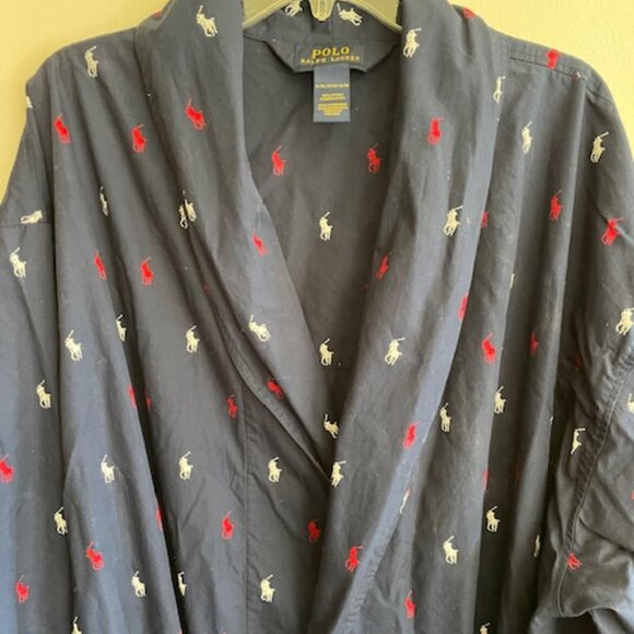 POLO RALPH LAUREN Men's All Over Polo Player Logo Robe Navy, Red, White L/XL - Picture 5 of 16